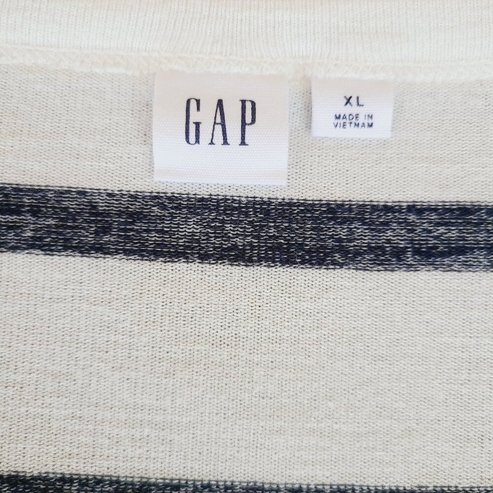 Gap Womens Striped Short Sleeve V-Neck Knit Top XL White & Navy Light Knit - Picture 3 of 10